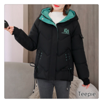 티피/Teepie여성 겨울 루즈핏 후드 보온 쇼트 패딩 점퍼