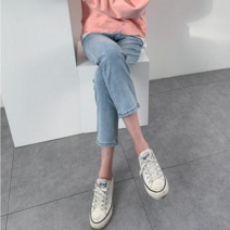 나니까 키작녀청바지 여성 슬림 일자 블랙진 데님팬츠 키작진 아우라진청바지