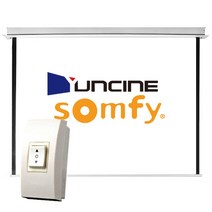 YUNCINE SCREEN (SOMFY) 저소음 전동 매립 스크린 80인치 100인치 120인치 전자동 매입 빔스크린 프로젝터 빔프로젝터 빔프로젝트 설치 자동 솜피 매립형 매입식, 02. 솜피매립80인치 (무선)