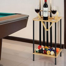 Vrisa 당구 스틱 홀더 테이블 액세서리 수영장 큐 랙 세트 바닥 스탠드 나무 6개 보관 블랙 5541083227, Wood Color