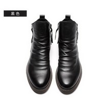 라이딩부츠 바이크 오프로드 숏부츠 오토바이 더블 지퍼 미끄럼 방지 바닥 남성 싱글 부츠 플러스 사이즈 남성용 부츠 첼시 부츠 남성 가죽 드레스 슈즈, 44, 검은색