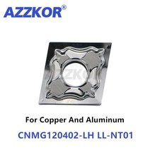 CNMG1204-LH 목재 선반 공구 인서트 CNC 센터 구리 알루미늄 금속 AZZKOR 세라믹 카바이드 다이아몬드 날, 01 CNMG120402LH LL-NT01