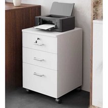 사무실 개인서랍 책상아래 잠금서랍장 이동식 서류함, 3단서랍 - 메이플 (40cm)