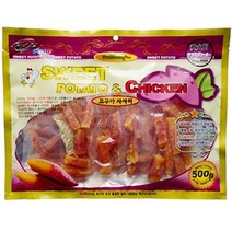 라이코스펫 애견 사사미 트위스트 닭고기 껌 간식 강아지 고구마 5P 건식 500g, 1개, 1개