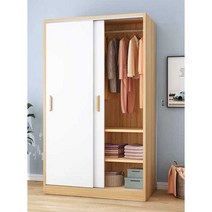 가정용 침실용 옷장 미닫이 슬라이딩 도어 코트 장롱, (티크색상)120cm2도어(조립)