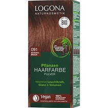 독일 LOGONA Naturkosmetik 허벌 헤어 컬러 파우더 010 골든 블론드 비건 내츄럴 헤나 함유 블론드 내츄럴 헤어 컬러 착색 100g 염색약 셀프 버블 새치, 091 초콜릿 브라운