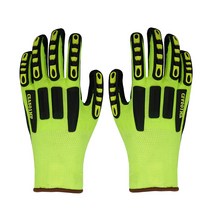 타격 방지 장갑 충격 완화 손등 보호 베임 협착방지, 충돌 방지 검정 및 녹색 1 쌍