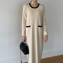 스위트플러스 임부복 23년봄 하객룩 오피스 럭스 포켓 니트 원피스