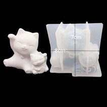 3D 스테레오 곰 실리콘 금형 DIY 동물 모양의 양초 수제 석고 비누 만들기 용품 초콜릿 케이크 부활절 토끼 계란, Lucky Cat