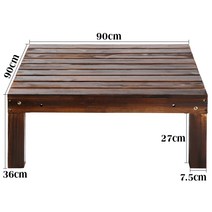 베란다 조립식 원목마루 셀프 테그 발코니 야외 옥상 타일 건식타일 건식 부식 방지 나무, 탄화 90x90 단일 조리대, 큰