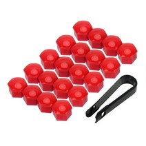 leepee 20 조각 17mm 자동 트림 타이어 너트 볼트 자동차 휠 캡 방청 스타일링 허브 나사 커버 방진 보호대, 빨간색