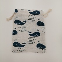 퍼스트 다중 패턴 황마 가방 자루 면 드로스트링 크리스마스 선물 포장 웨딩 파티 파우치, Blue Whale+10x14cm+1ot10pcs