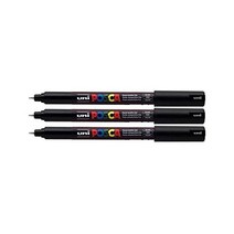 Uni Posca 블랙 마커 펜 초미세 0.7mm 유니 포스카, Pack Of 3