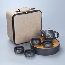 전통다기세트 호르몬걱정없는 도자기찻잔 다도체험 티팟세트 여행용 찻잔 세트 선물용찻잔세트, 단일사이즈, 4인용다기세트 실버페인팅