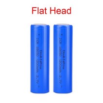 21700배터리 18650고방전 Double power 18650 3.7V 1200mAh 충전식 리튬 배터리 손전등 레이저 포인터 원격 제어 전자 장난감, 2 PCS Flat head