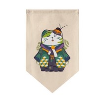 일본 고양이 프린트 숏 커튼 페넌트 스시 숍 삼각형 플래그 주방 출입구 파티션 발코니 장식, [01] 20x30cm, [01] Hook Loop, [05] ETriangle Curtain