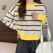 스트라이프 터틀넥 간절기 여자오버핏 롱티 카라 후드티 여자가을 니트 골지 크롭