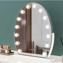 화장대 거울 조명 라이트 전구 스탠딩 타원형 탁상거울, 실버 30X40 회전프레임 전기코드