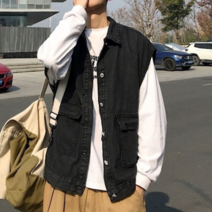 오너클랜 데님 패션 베스트 청 조끼 루즈핏 캐주얼룩 데일리룩