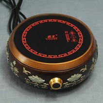 103247 주전자 가정용 구리 수제 빈티지 차 요리 전기 도자기 난로 냄비 세트 全致堂, 청동 우아한 전기 도자기 스토브