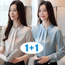 ANYOU1+1 봄가을 셔츠 심플 긴팔 여자 셔츠 블라우스