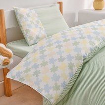 유아 낮잠 아기 알러지 순면이집 이불세트 다용도 패딩 쓰리피스 이불커버 패드 베개커버 심지, 02 클래식 그린 스트라