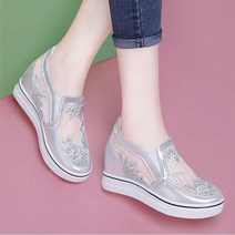 YAPOGI 홍 주 여성 키높이 슈즈 여름 메쉬 슬립온