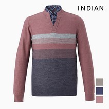 [인디안] [INDIAN] 한기장패턴 이중에리 카라 긴팔 니트_MITBPWF8431