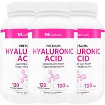[미국번개배송] 착한명품 마이라이프 내추럴스 히알루론산 100 mg 120정 3병