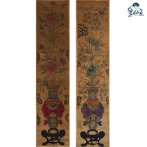 기명화조도 2폭 병풍 2 민화 도안 본그림 민화그리기 공모전 취미 원데이클래스 컬러링 본, 기명화조도 2폭 병풍(2), 일반용지(얇은 백상지), 원본 사이즈(추천)