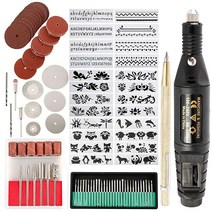 Toolly 108피스 조각 도구 키트 다기능 전기 유선 마이크로 조각사 에칭 펜 DIY 회전 도구 주얼리 유리 목재 금속 세라믹 플라스틱