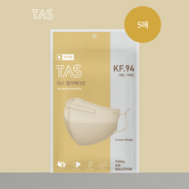 [TAS] 타스 KF94 컬러에디션 미세먼지 차단 새부리형 대형 마스크 크림베이지 100매