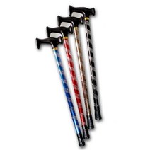 칼라 2단 T자 손잡이 등산 지팡이 노인 실버 용품, 빨강