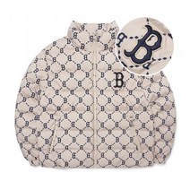 [국내 매장판] MLB 다이아 모노그램 숏패딩 B L.Beige 265007