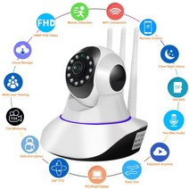 현관 앞 cctv 아파트 현관문 홈캠 방범용 1080P 무선 와이파이 카메라 홈 보안 감시 실내 IP 모션 감지 360 PTZ 캠 베이비 모니터, 1080P 및 64G 카드_영국 플러그