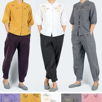 다흰2306 꽃자수 블라우스 바지세트 여름 생활한복 개량