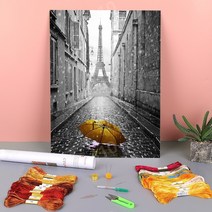 자수세트 흑백 풍경 인쇄 11CT 크로스 스티치, 30x40cm, 11CT 면사, HMA45440