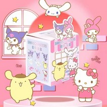 산리오 시나모롤 쿠로미 학용품 문구 세트 랜덤 럭키 박스 마이멜로디 헬로키티 테이프 블라인드 어린이 만화 핸드 텐트 종이 귀여운 학생, [01] 1pcs