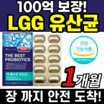 식약처 식약청 인정 인증 lgg 유산균 캡슐 100억 보장 엘지지 엘쥐지 신바이틱스 프로바이오 스틱 딕스 패밀리 키즈 온 가족 락토바실러스 람노서스 가세리 카제인 루테리 알약케이스, 1개월 분, 500mlX30캡슐