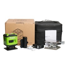 자동 미니 레이저 레벨기 Huepar 바닥 레벨 5 라인 녹색 빔(리튬 이온 배터리 스위칭 앰프 포함) 정사각형 타일을 놓는 십자선 360° 레벨링, 2-초록