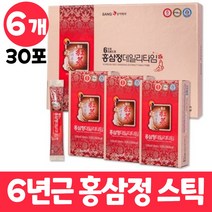 홍삼정 6년근 홍삼스틱 홍삼포 데일리타임 고려홍삼 고려 홍삼 정 선물용 쇼핑백포함 어르신 남자 여자, 6개, 30포