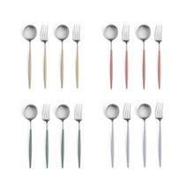 큐티폴 고아 파스텔 디저트 커트러리 2종 2인조 4colors, 로즈