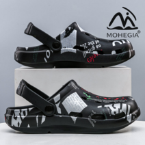 MOHEGIA 2022 새로운 두꺼운 바닥 구멍 신발 남성용 미끄럼 방지 여름 슬리퍼 비치 슈즈