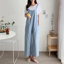 셀러허브(잡화) 여자 끈나시 와이드 포켓 바스락 솔리드 점프수트