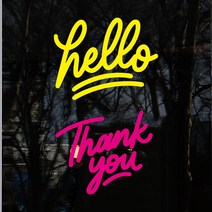 헬로우 레터링 창문 스티커 (pvc 시트지제작 현관문 거울 냉장고 벽 부착가능), 헬로땡큐 스티커