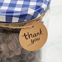 땡큐 포장택 마끈 100p 크라프트 라벨 택 종이택 상품택