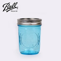 아트박스/디자인에버 볼 메이슨자 블루 중사이즈 유리병 하프파인트 8oz(224ml) 1p