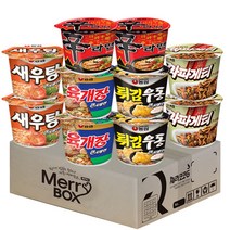 [메리박스] 큰컵라면세트 5종 10개(신라면2+새우탕2+육개장2+튀김우동2+짜파게티2), 1세트