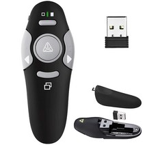 프리젠테이션 클리커 원격 레이저 포인터 - 무선 USB 프레젠터 - 슬라이드 쇼 파워포인트 클리커 - Win10 MAC과 호환 - PPT-키노트 구글 슬라이드 지원 (K100B)