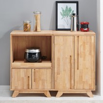 델라 고무나무 원목 낮은 900 렌지대, 도어형 수납장